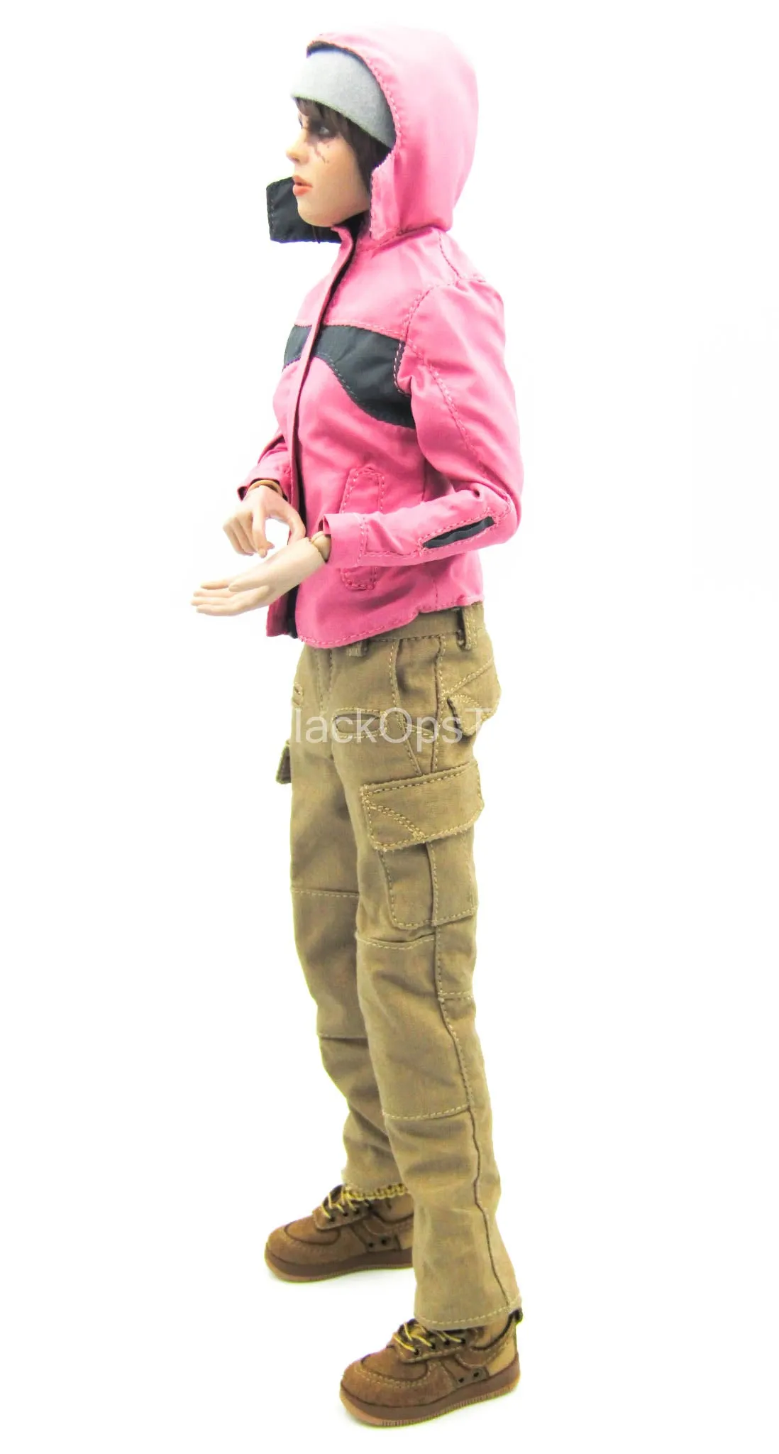 Pink Jacket & Gray Beanie w/Tan Pants & Boots