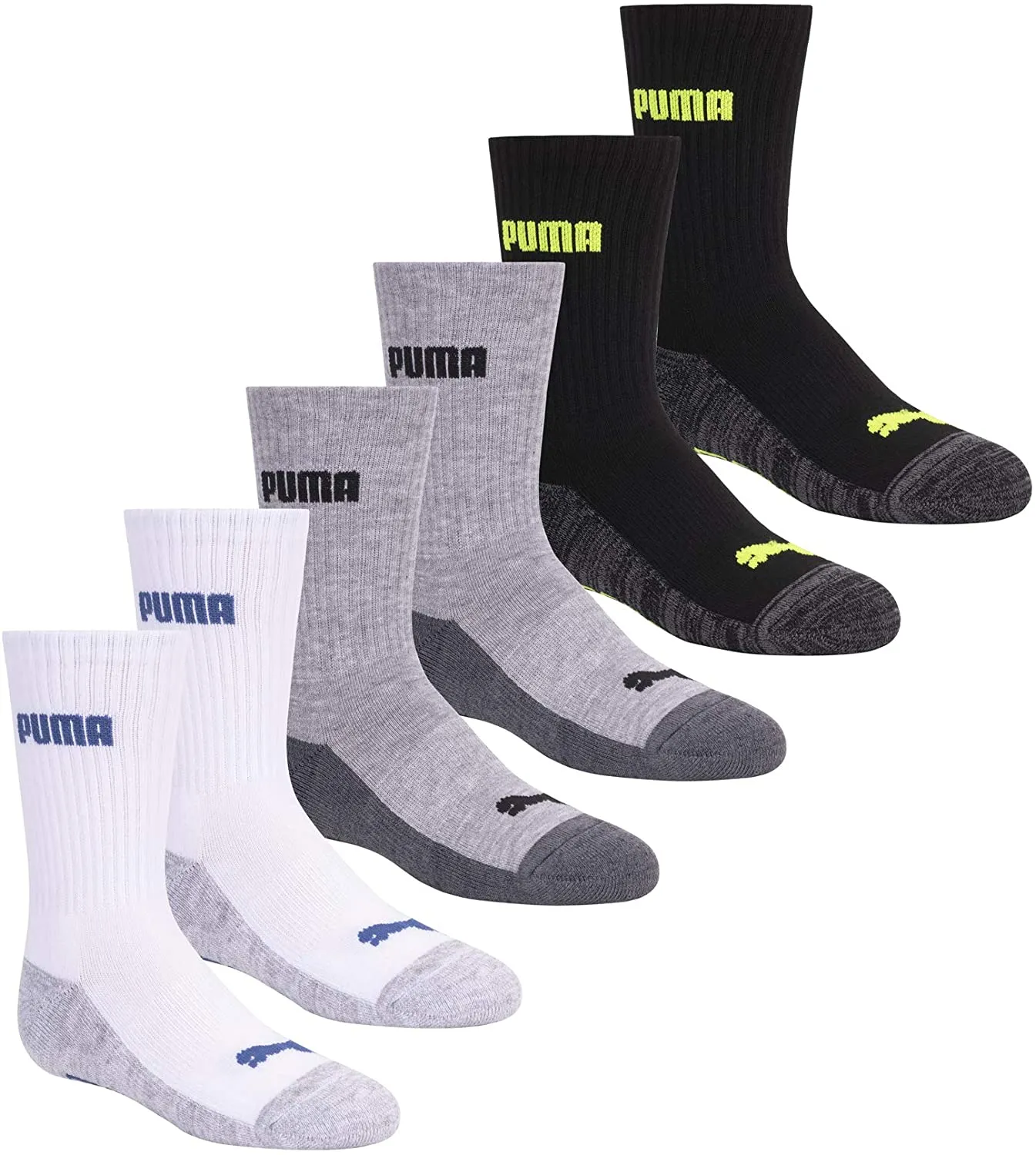 PUMA Kid's 6-Pack Crew Socks