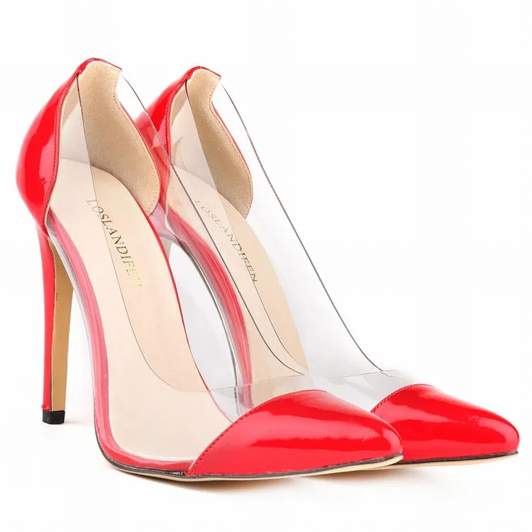 Red Trendy Stiletto Pointed Toe Nightclub Women's Single Shoes