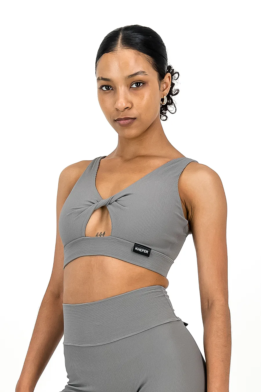 Rib Aspire Twist Bra | Storm