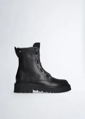 RUMI LEATHER COMBAT BOOTS BLACK