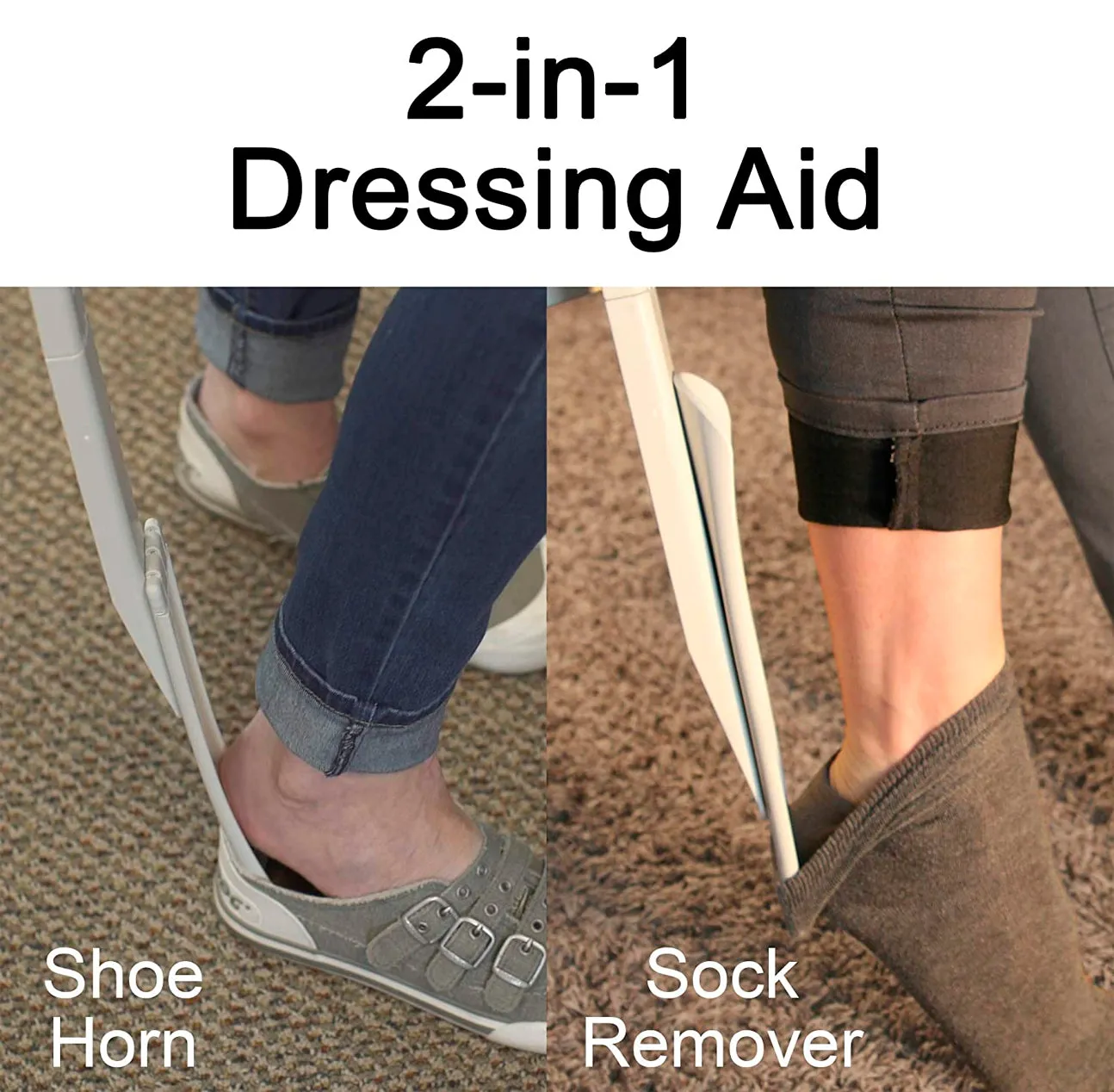 Shoe horn and Sock Remover Tool, 2-in-1 Dressing Aid - 28 Inches in Length