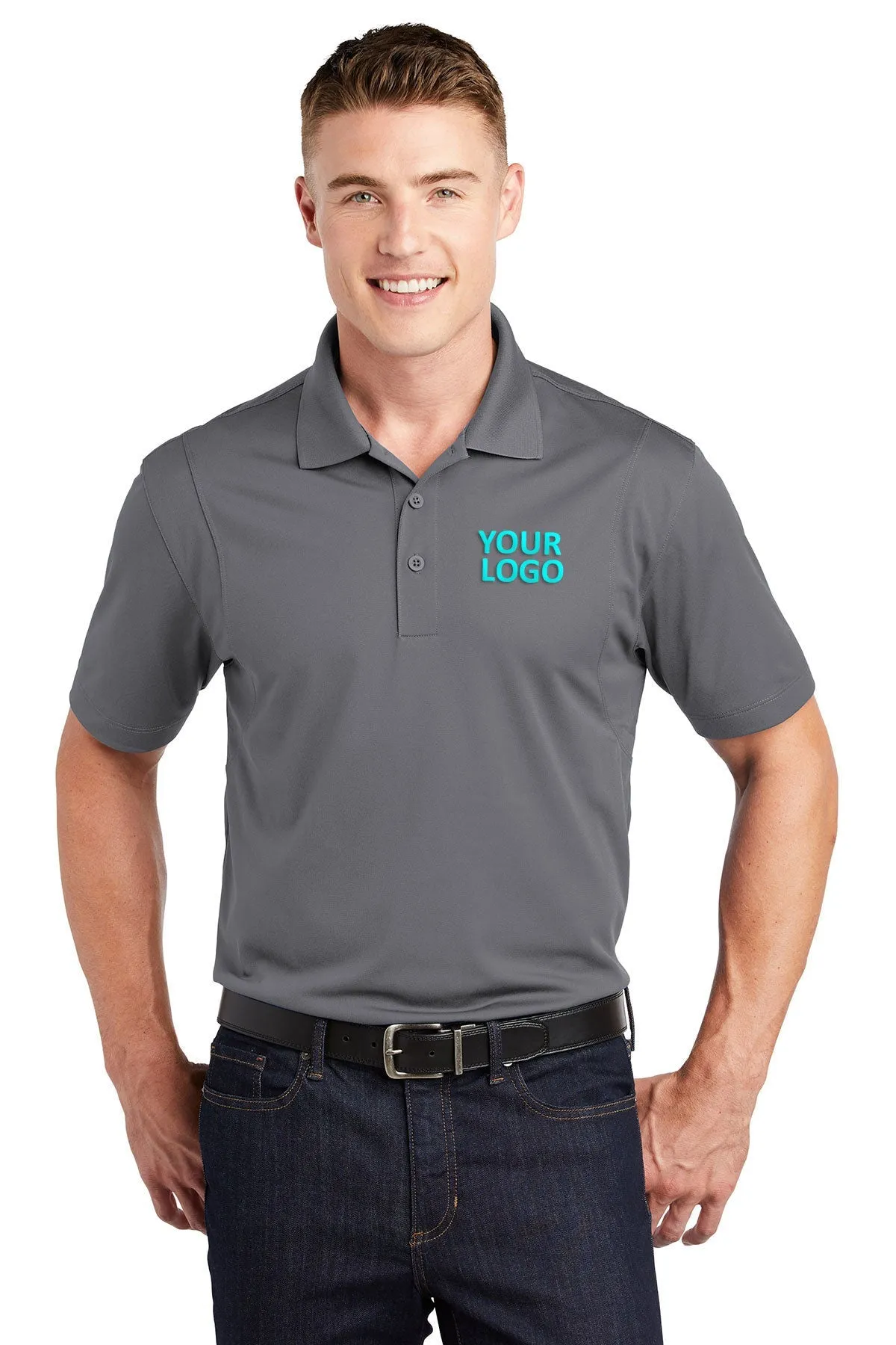 Sport-Tek Micropique Custom Sport-Wick Polos, Grey Concrete