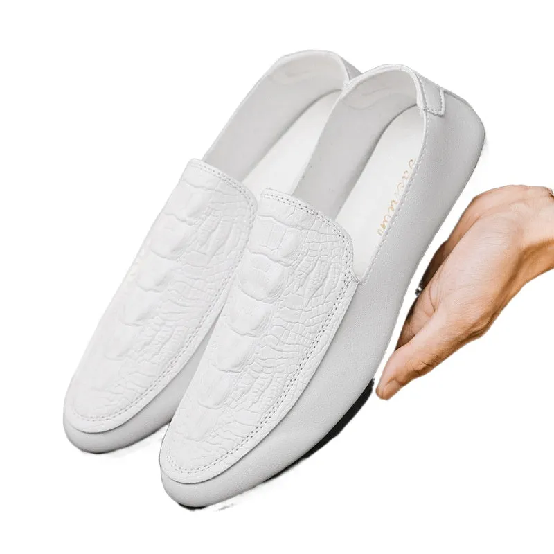 Summer loafers men's summer breathable Korean version of versatile men's trend British microfiber leather new casual lazy shoes