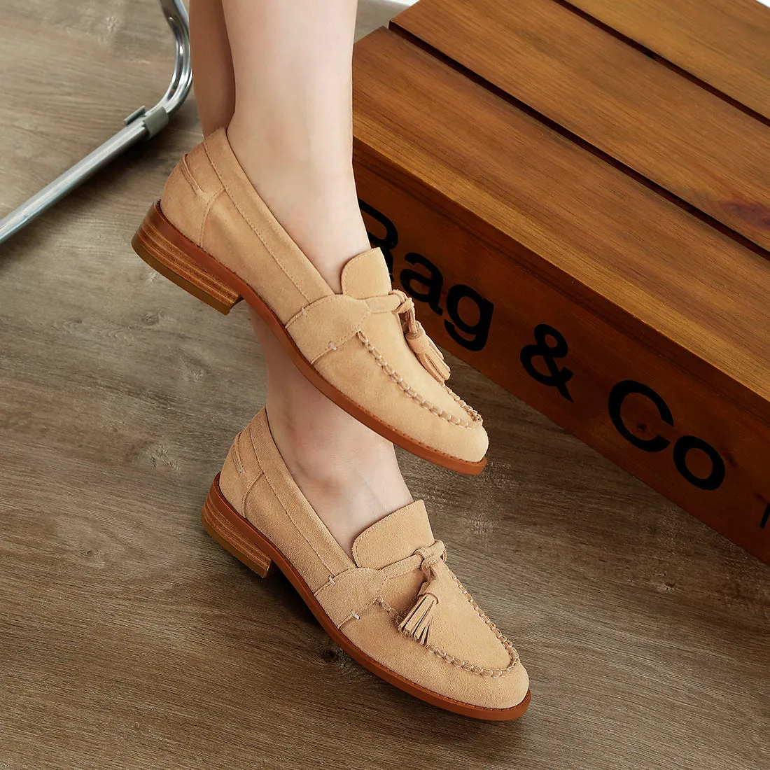 Tassels Detail Suede Loafers