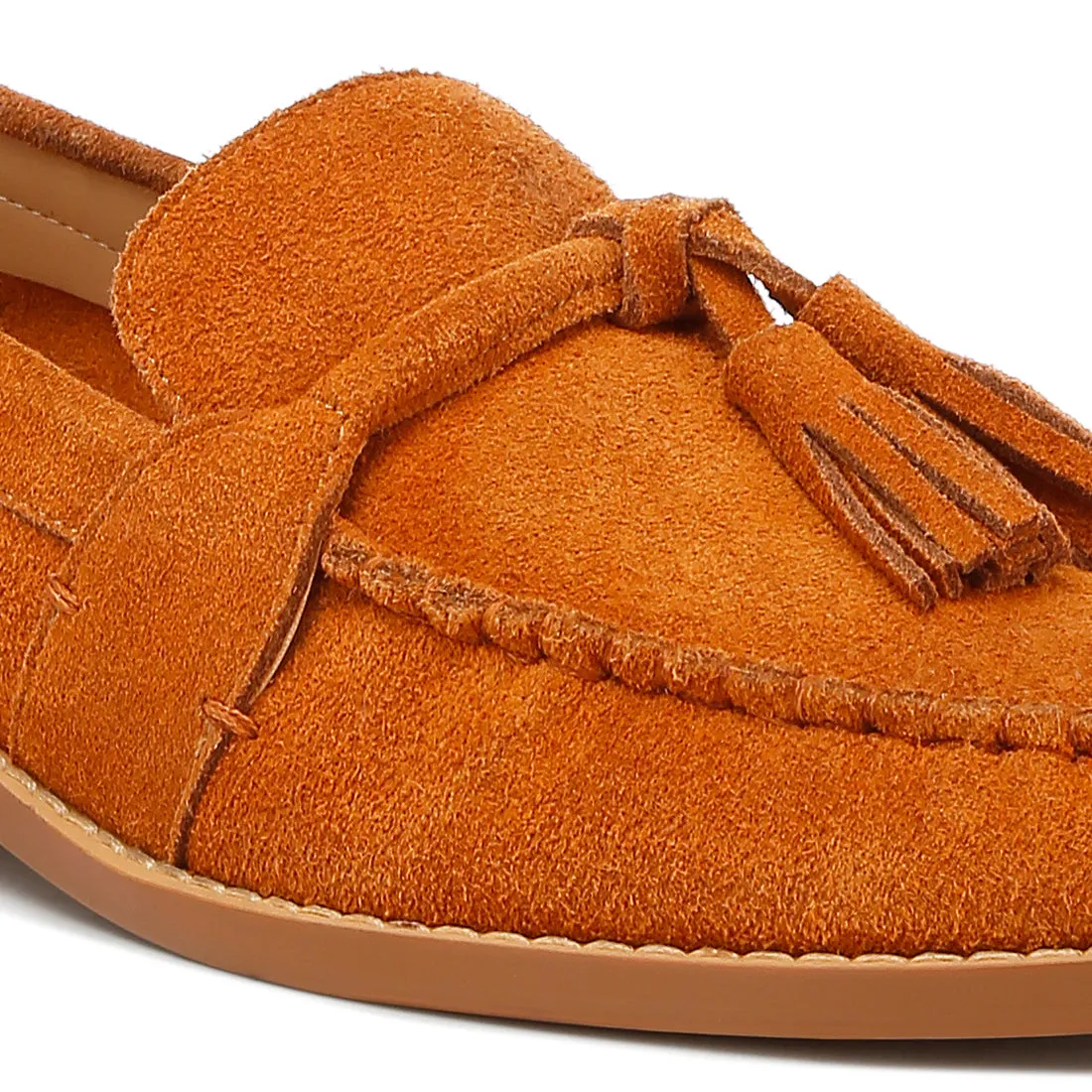 Tassels Detail Suede Loafers