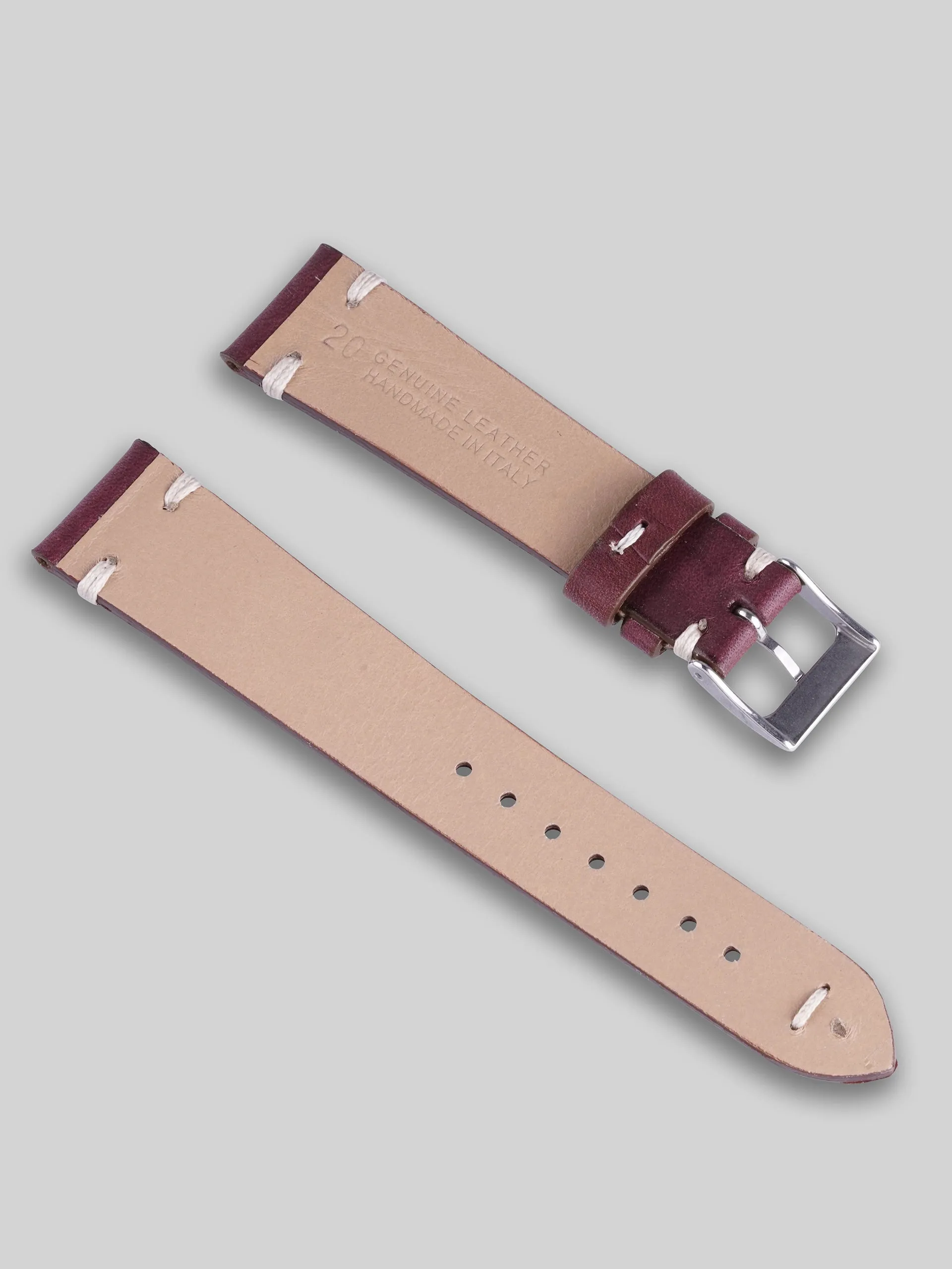 Vintage Style Calfskin Watch Strap - Brandy