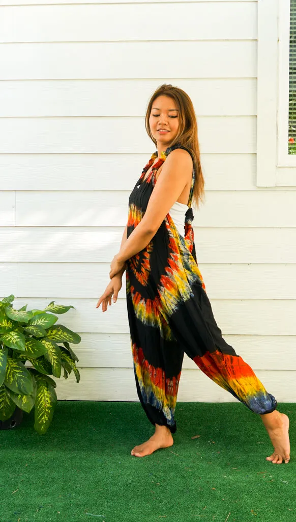 Wanderlust Spirit  Hand Dyed Hippie Racerback Dungarees Jumpsuit Romper