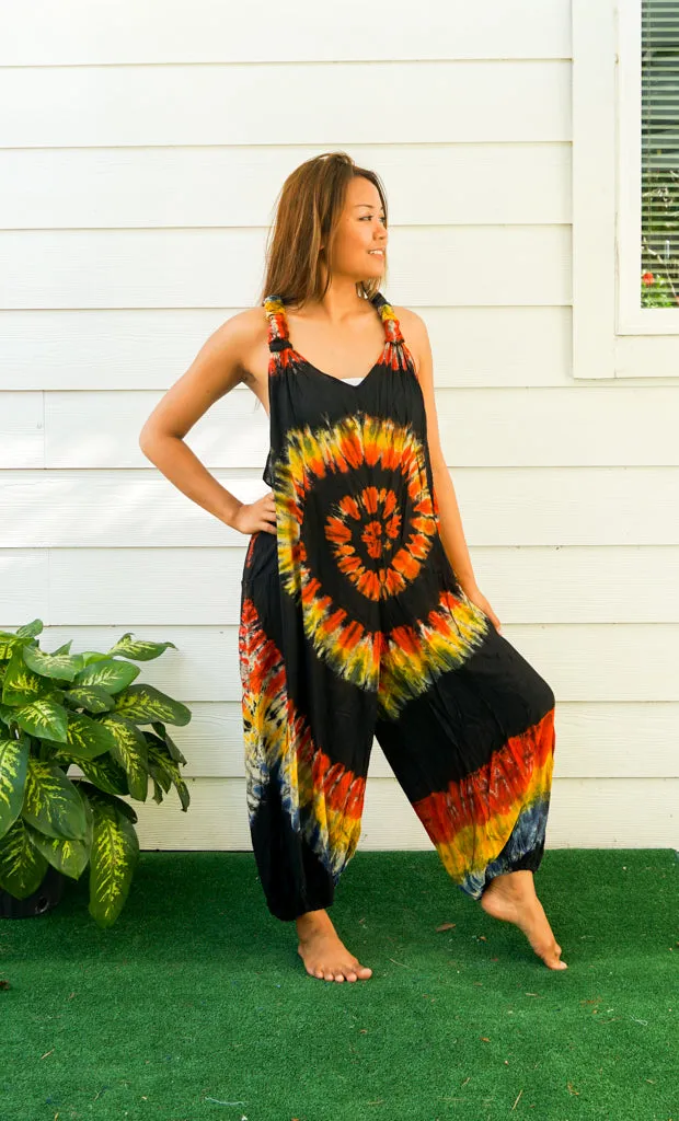 Wanderlust Spirit  Hand Dyed Hippie Racerback Dungarees Jumpsuit Romper
