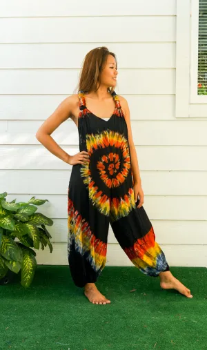 Wanderlust Spirit  Hand Dyed Hippie Racerback Dungarees Jumpsuit Romper