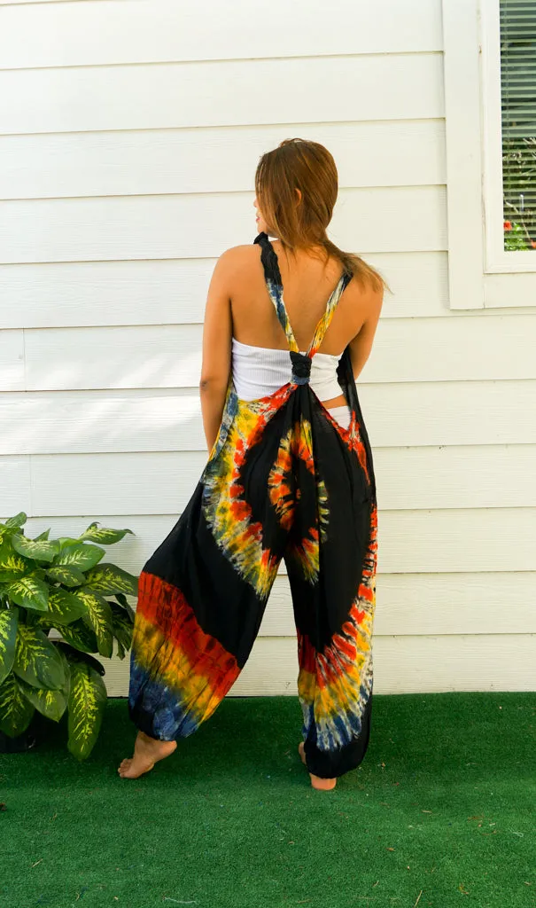 Wanderlust Spirit  Hand Dyed Hippie Racerback Dungarees Jumpsuit Romper