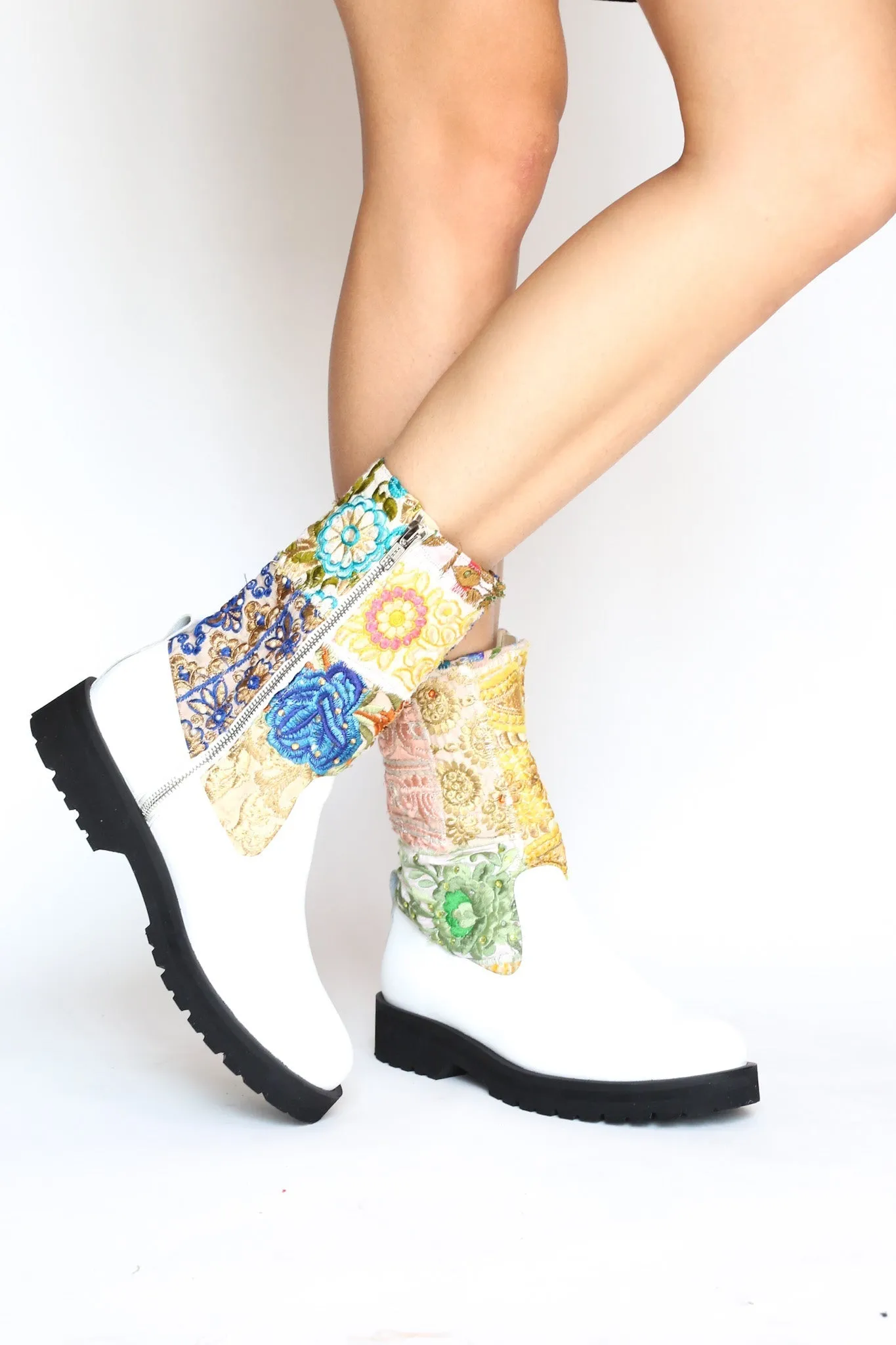 WHITE COMBAT CHUNKY BOOTS FREJA