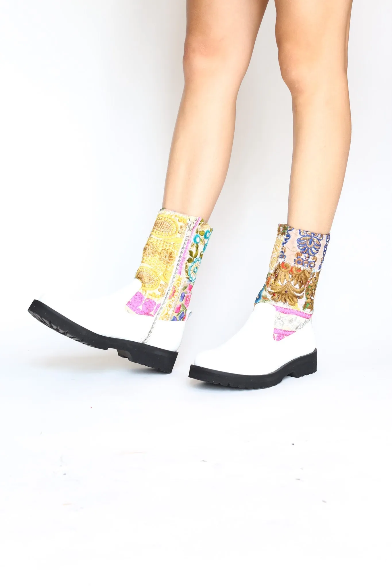 WHITE COMBAT CHUNKY BOOTS FREJA
