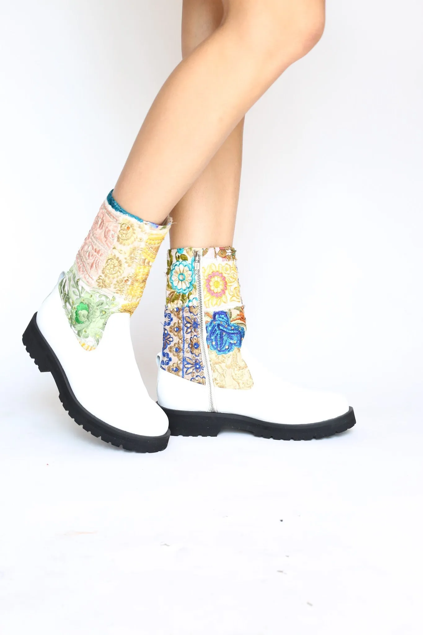 WHITE COMBAT CHUNKY BOOTS FREJA