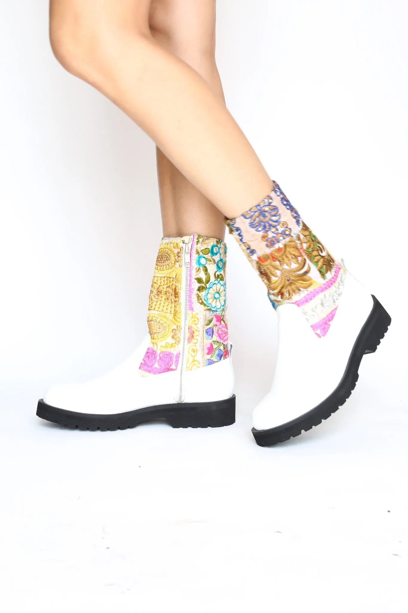 WHITE COMBAT CHUNKY BOOTS FREJA
