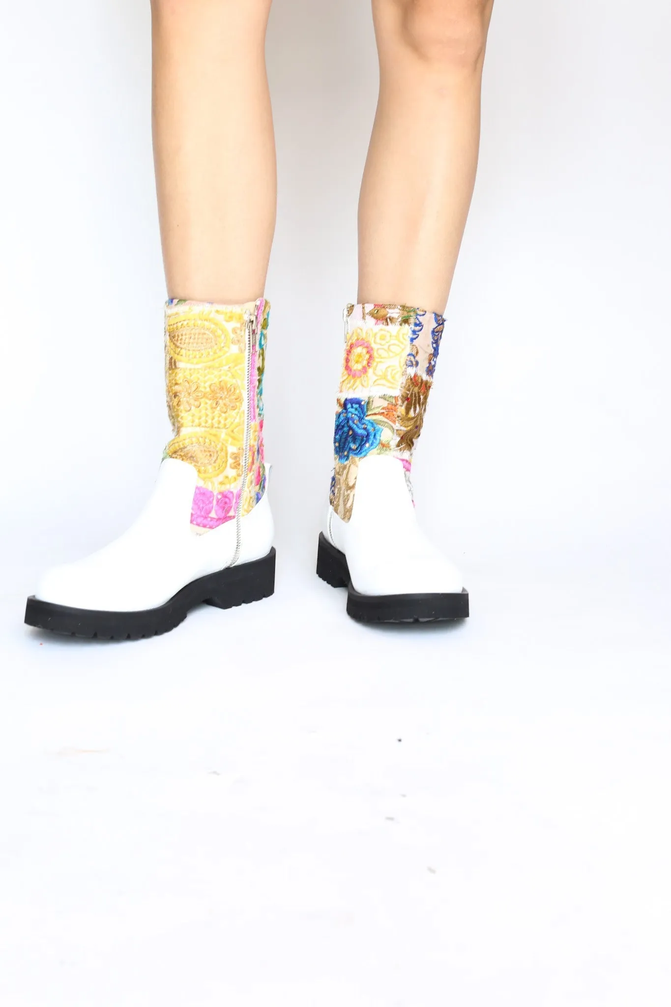 WHITE COMBAT CHUNKY BOOTS FREJA