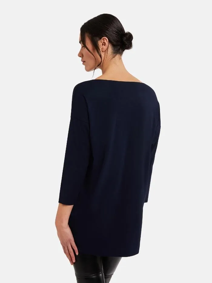 Wolford S Aurora Navy Opal Pure Cut Pullover 52802 5674