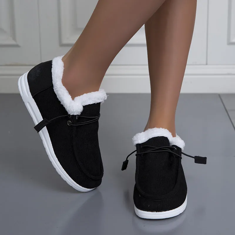 Women's warm plush lined slip on low cut booties winter warm casual shoes