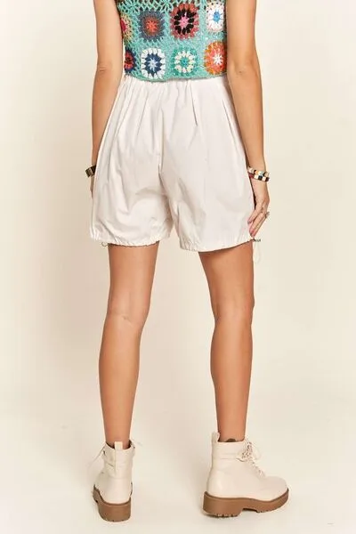 Women's White Drawstring Hiking Shorts with Pockets
