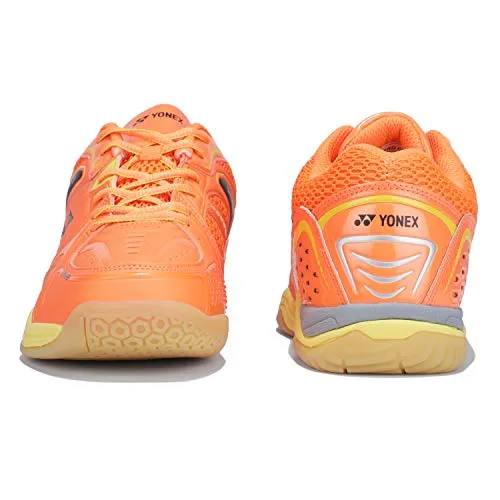 YONEX AEROCOMFORT 3 Non Marking Badminton Shoes | Ideal for Badminton,Squash,Table Tennis,Volleyball | Non-Marking Sole | Tru Cushion Ergo Shape | Hexagrip |Orange Yellow |UK 8